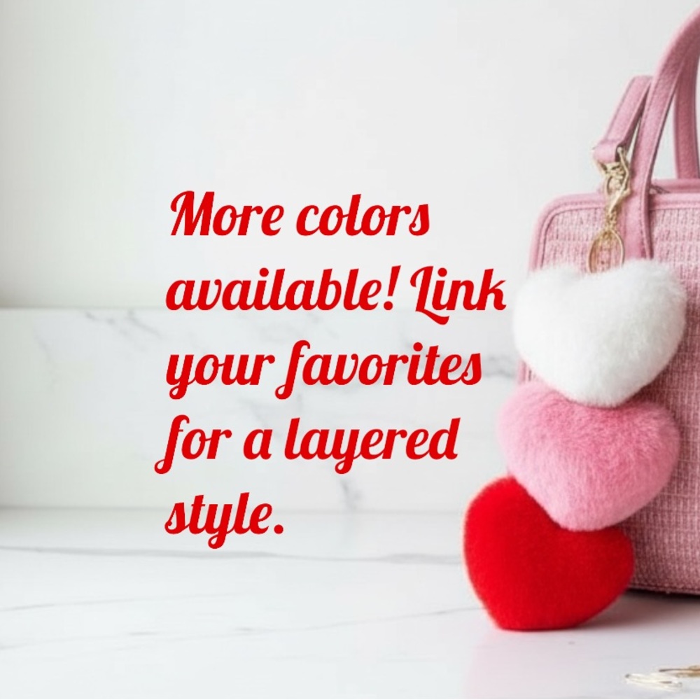 Plush Heart-shaped Keychain Bag Charm in Fushia Pink Faux Fur - Picture 4 of 6